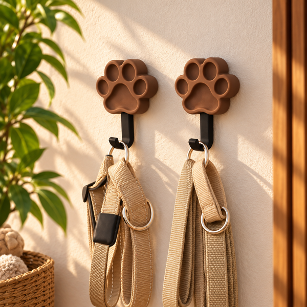 Suporte de parede em forma de patinha para acessórios pet — kit de 2 unidades